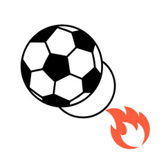 Fototapeta premium Soccer Ball with Flame Trail, Minimalist Flat Vector Football Sport Energy Icon on White