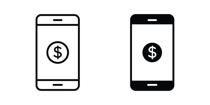 Mobile banking icon minimal artwork pack