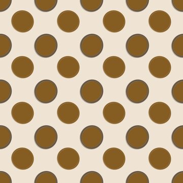 Brown Polka Dot Seamless Pattern on Cream Background