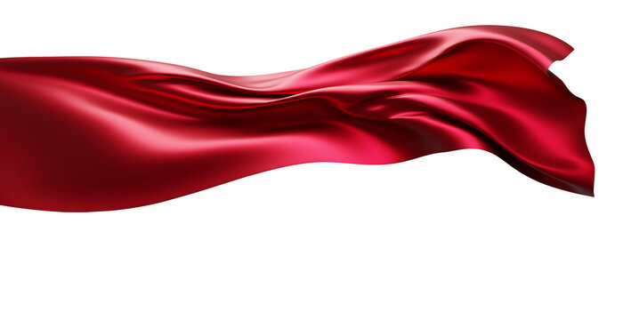 Luxury wine red silk fabric flowing isolated on transparent background with copy space 3D render