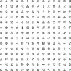Fototapeta premium Diverse modern pictogram set of line icons for finance, web, travel, health, communication and technology, perfect for interfaces, apps, presentations and digital projects