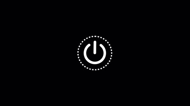 power button symbol animation on a transparent background for turning devices on or off and indicating power status with Alpha Channel in 4K,power button icon animation