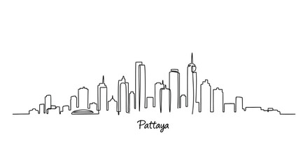 Fototapeta premium Pattaya Skyline Drawing - Minimalist Cityscape Illustration