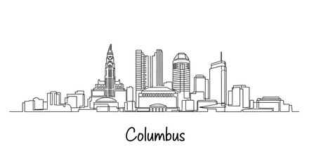 Obraz premium Columbus Skyline: Minimalist Line Art Drawing of Ohio Cityscape