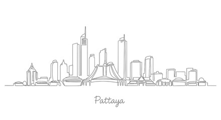 Obraz premium Pattaya City Skyline: One Line Drawing
