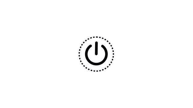 power button symbol animation on a transparent background for turning devices on or off and indicating power status with Alpha Channel in 4K,power button icon animation