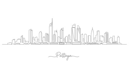 Fototapeta premium Pattaya Cityscape Outline: Linear Architectural Illustration