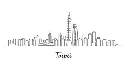 Obraz premium Taipei City Skyline Illustration: Contemporary Line Art Design