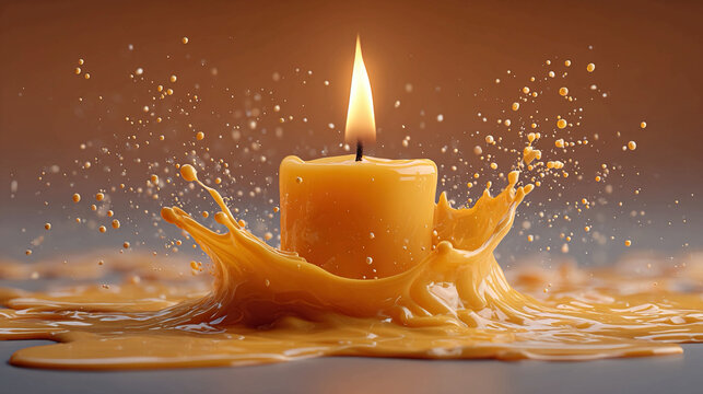 Candle flame floating above melted wax independence surreal levitating fire abstract glowing minimalistic composition symbolic detachment self-sustaining energy and unconventional illumination