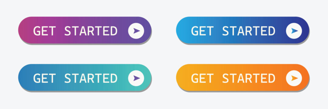 Get started button set for call to action design . EPS 10 . Vector Illustration .