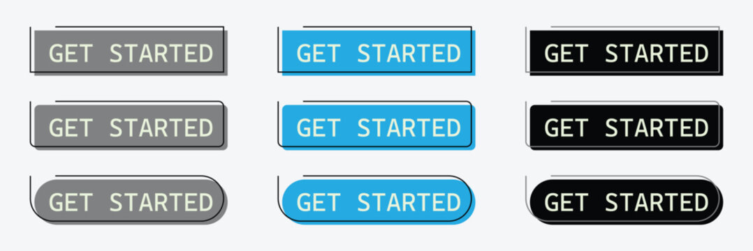 Get started button set for call to action design . EPS 10 . Vector Illustration .