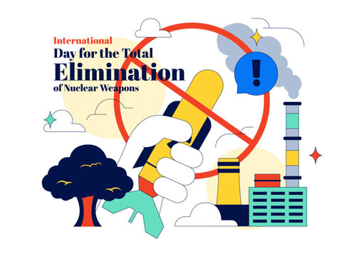 International Day for the Total Elimination of Nuclear Weapon Illustration Featuring Nuclear Disarmament, Peace Campaign, and Anti Nuclear Protest