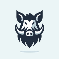 Fototapeta premium A stylized, minimalist illustration of a fierce wild boar's head with sharp tusks and pointed ears.