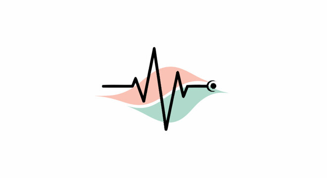 Fish heartbeat logo design representing veterinary care and marine life health.