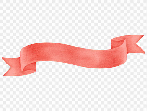 Watercolor red ribbon banner decorative design element isolated illustration Vector.