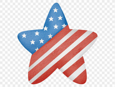 Watercolor patriotic star decorative symbol isolated illustration Vector.