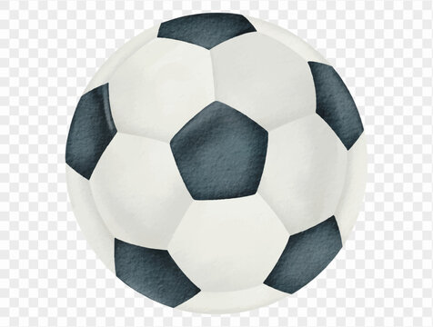 Watercolor soccer ball classic sports equipment isolated illustration Vector.