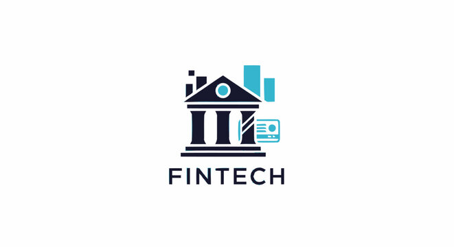 Fintech logo icon representing digital banking and financial technology services on white background.