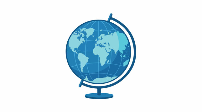Blue globe on a stand illustrating world geography and global exploration for educational and travel visuals