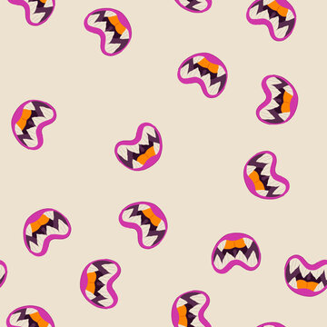 pattern devour monster mouth cartoon. gnash chomp, scream drool, hungry fierce devour monster mouth sign. seamless vector illustration