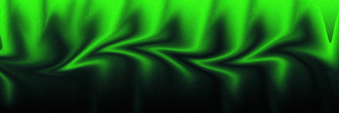 Neon green abstract wave pattern on black background, vibrant liquid silk texture, glowing emerald light streaks for modern digital design