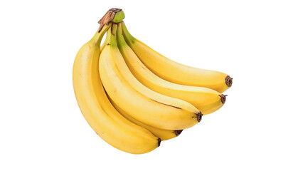 Bunch of fresh ripe sweet yellow bananas fruit gathered together isolated on transparent background cut out © Pavel