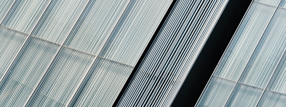 white modern corrugated metal wall texture with shadow for architecture banner background	
