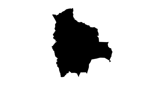 Accurate Bolivia map silhouette isolated on white background, black vector illustration