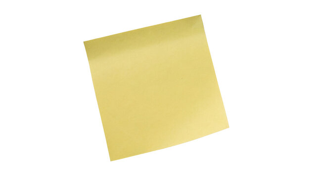 Square blank pastel yellow sticky notes note sheet template isolated on transparent background cut out