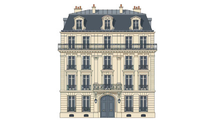 Classic Parisian Haussmannian Apartment Building Facade © rara