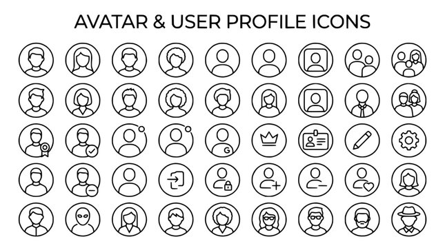 User Profile Icons Set - Avatar, People, Person, Account, Social Media, Web Design