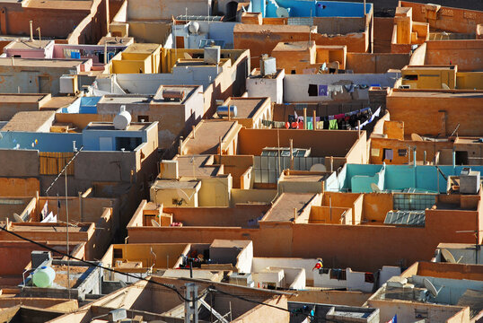 Algeria, elevated view of ancient houses in the village