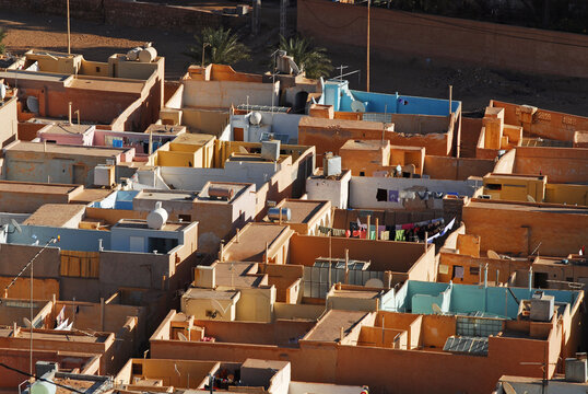 Algeria, elevated view of ancient houses in the village