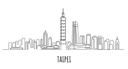 Obraz premium Taipei Skyline Silhouette - Taiwan Landmark Architecture