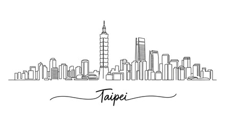 Obraz premium Taipei City Skyline Illustration: Minimalist Art of Taiwan Landmarks