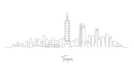 Obraz premium Taipei City Skyline Illustration: Minimalist Art. Taiwan.