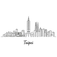 Obraz premium Taipei City Skyline Minimalist Line Art on White Background