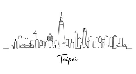 Obraz premium Taipei Cityscape Skyline Sketch - Simple Line Art Architecture