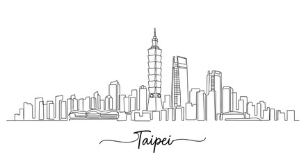 Obraz premium Taipei Skyline Continuous Line Drawing - Minimalist Cityscape Art
