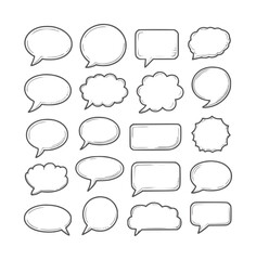 Fototapeta premium Collection of hand drawn speech bubbles and thought clouds