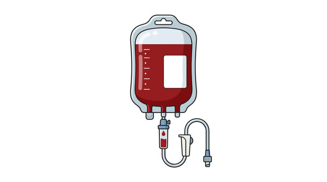 Blood bag with tube and needle.