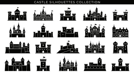 Castle Silhouettes Collection: Medieval Fortresses, Fantasy Palaces, and Historic Fortifications © role
