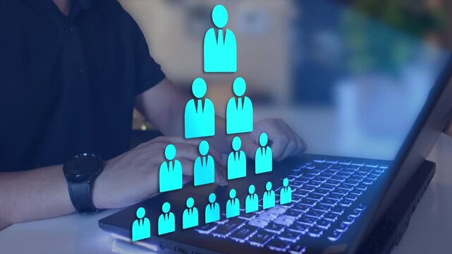  Scheme hierarchy management of corporate business. Organizational chart, company hierarchy, roles, team structure, showing connections between managers, employees, and departments.
