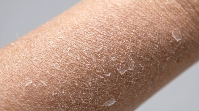 Macro texture of dry flaky scaling human skin background