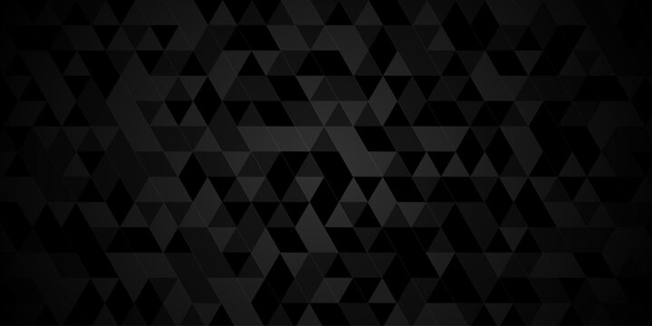 Black and gray randomly low polygon paper triangle creative surface rectangle technology wallpaper background. Polygon mosaic triangle, business banner corporate background.
