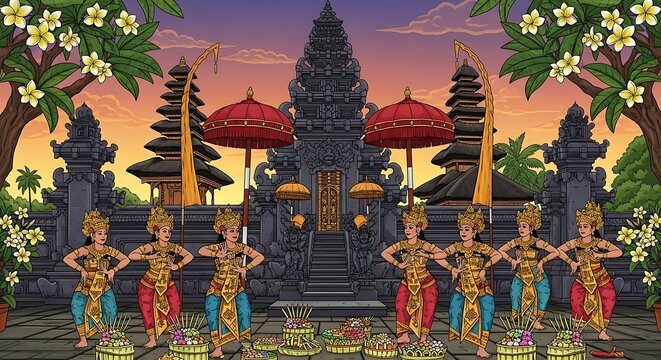 Bali Dancers at Temple.