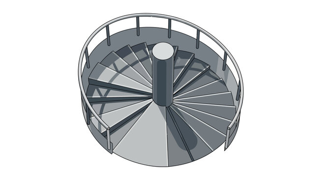 Round metal spiral staircase indoors.