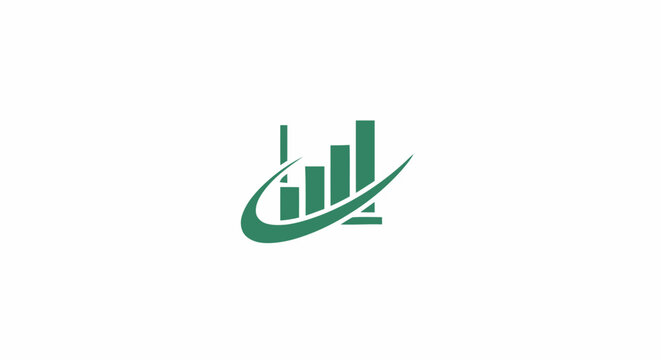 Green financial bar chart logo representing business growth and market success.