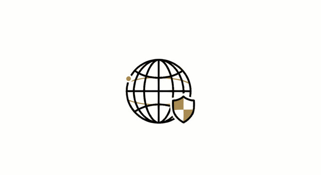Global Security and Shield Protection Icon for Cybersecurity Awareness.