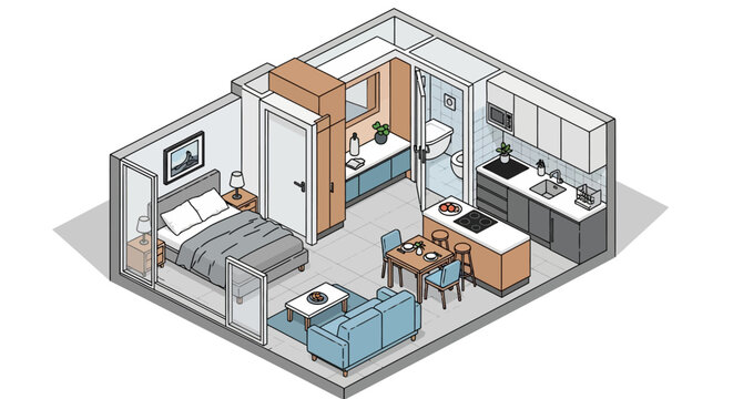 Small Studio Apartment Interior Layout Plan.